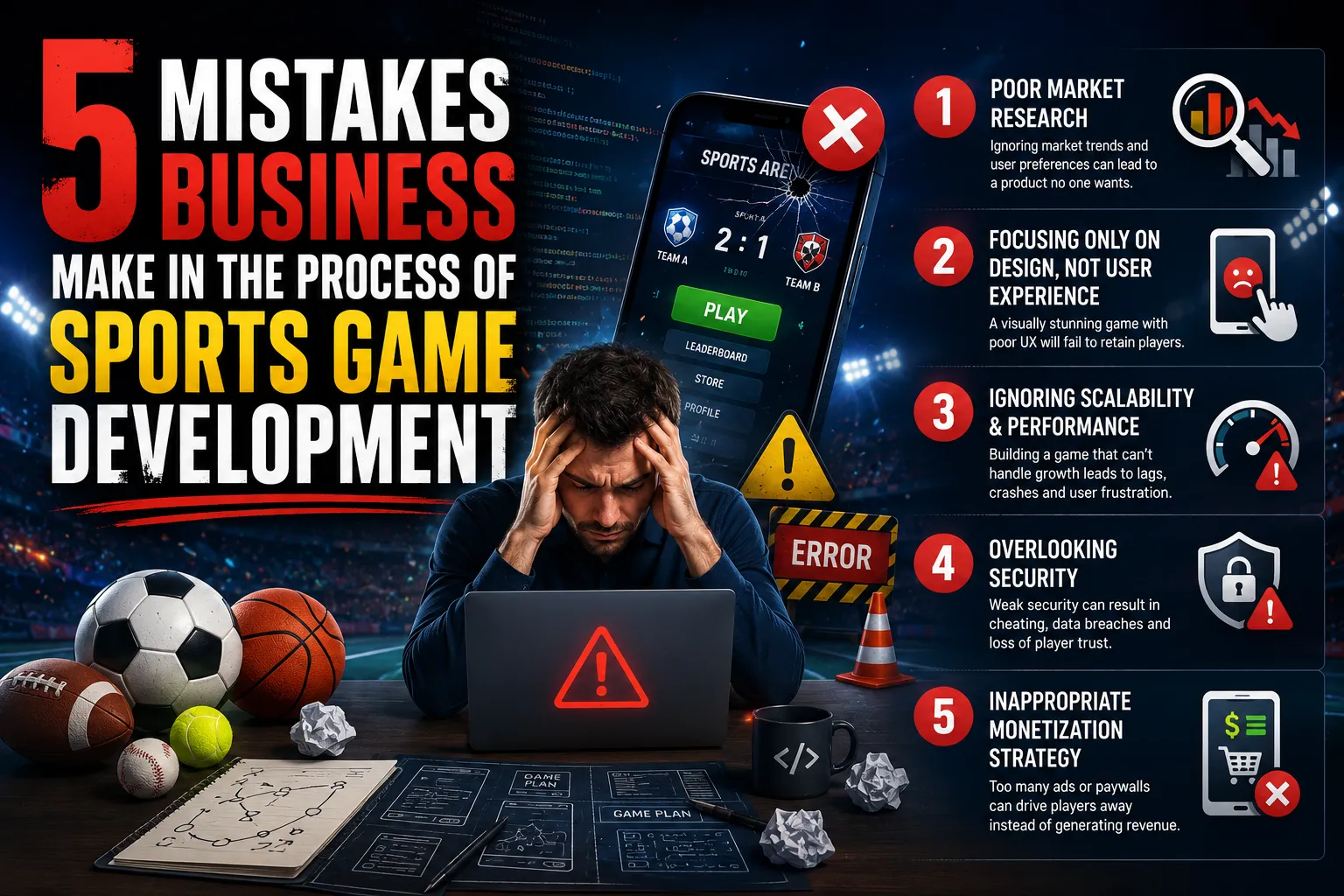 5 Mistakes Business Make In The Process Of Sports Game Development